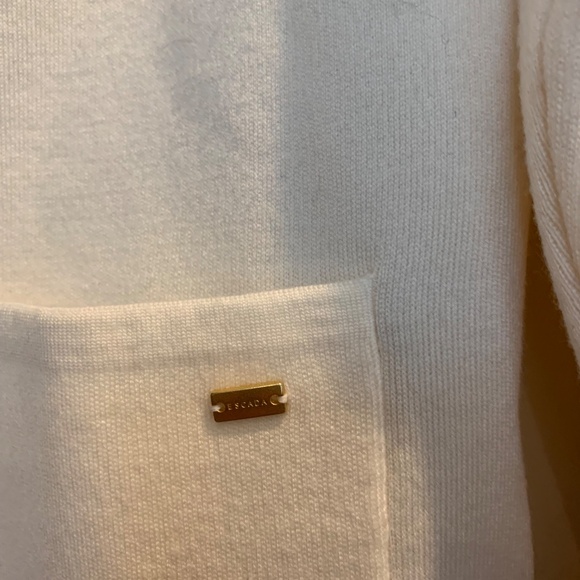 NWOT Escada Cream/Black Wool Cardigan Sweater sz S - Picture 2 of 6